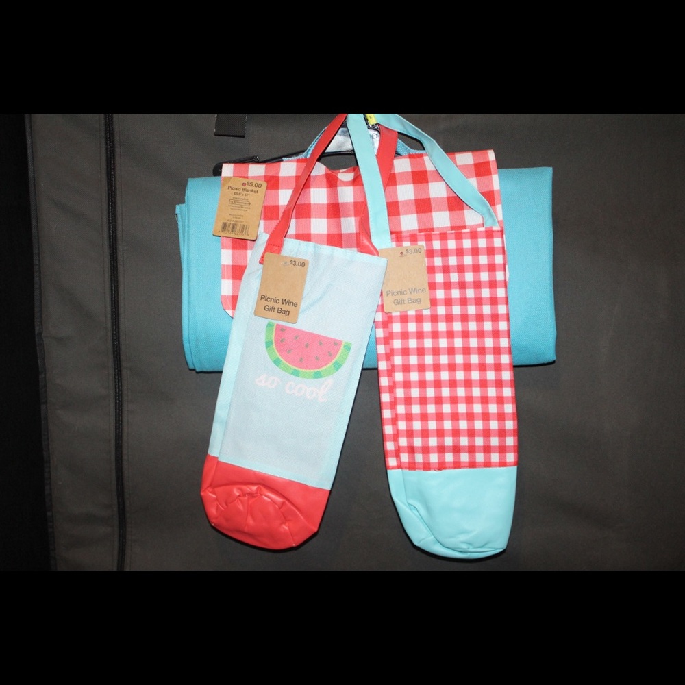 Picnic Blanket and Wine bottle bags